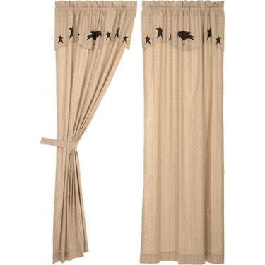 Kettle Grove Panel Curtain with Attached Applique Crow and Star Valance Set of 2 84x40 - The Fox Decor